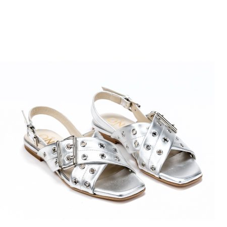 Ženske kožne sandale Once-ISCHIA.B sive ravne